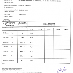 CEN STANDART KUM TEST RAPORU